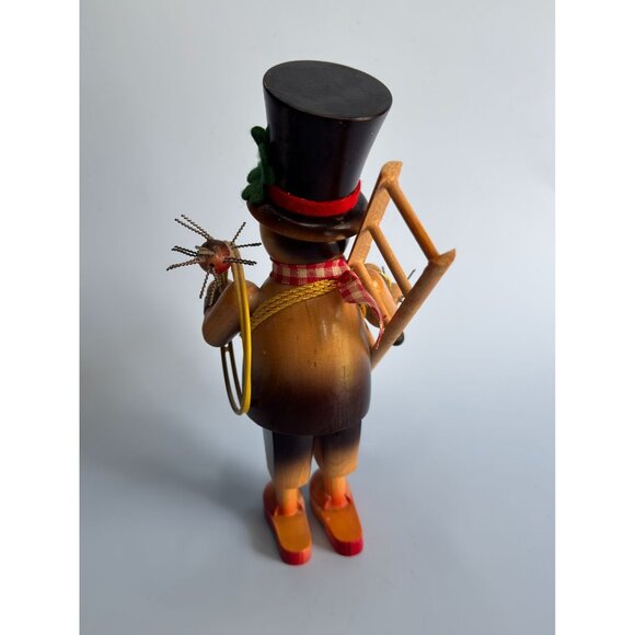 Steinbach Vintage German Smoker Chimney Sweep Wooden Figurine With Ladder & Spid - Picture 4 of 11